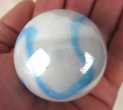 Toe Breaker 50mm (2")  TIGER SHARK White/Blue Swirl Glass Marble