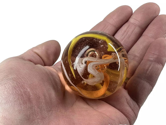 FIREFLY TOE BREAKER 50mm (2") Orange/Yellow Marbles glass ball HUGE