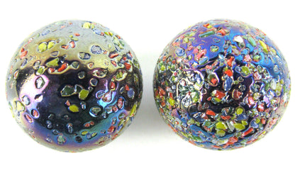 2 Boulders 35mm GLITTERBOMB Marbles glass ball Metallic Iridescent Confetti HUGE