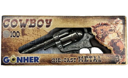 COWBOY Roll Caps DIE-CAST METAL Six-Shooter Pistol Gun Capgun TOY Gonher Spain