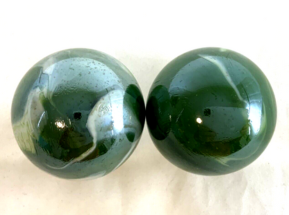 2-boulders-42mm-1-5-8-fungus-marbles-glass-ball-green-white-iridescent-large-swirl