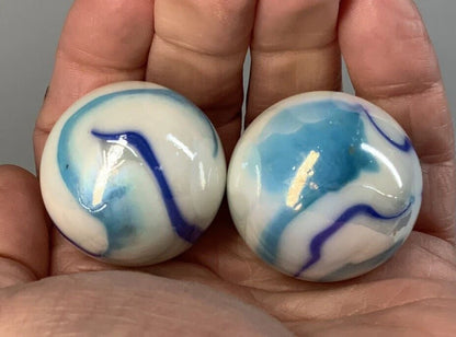 2 BOULDERS 35mm TIGER SHARK Glass Marbles