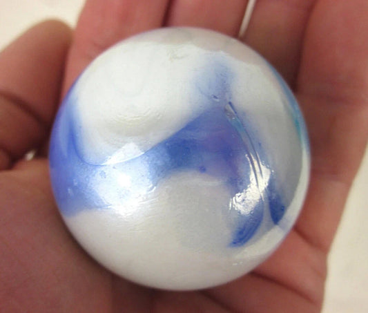 Toe Breaker 50mm (2")  TIGER SHARK White/Blue Swirl Glass Marble
