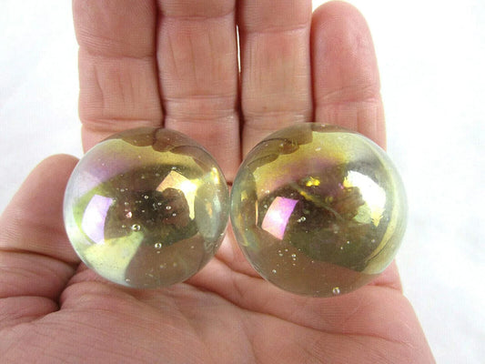 2 Boulders 35mm SOAP BUBBLE Clear Glass Marbles