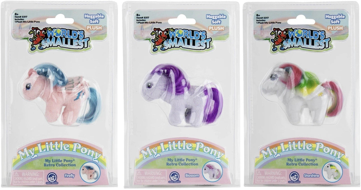 (3) World's Smallest MY LITTLE PONY Plush MLP Retro Starshine, Firefly, Blossom