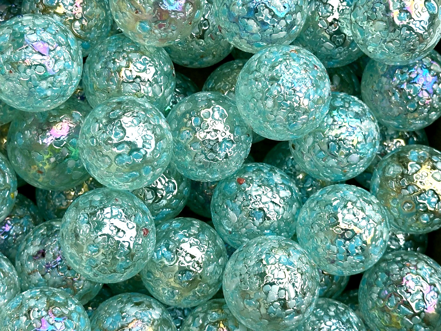 (Lot of 5) SNOWFLAKE Clear/Blue Confetti Swirl Glass Marbles 22mm (7/8 inch) SHOOTER Taw Lot
