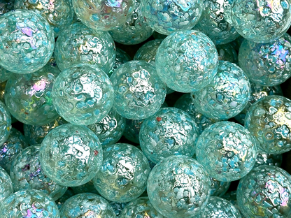 (Lot of 5) SNOWFLAKE Clear/Blue Confetti Swirl Glass Marbles 22mm (7/8 inch) SHOOTER Taw Lot