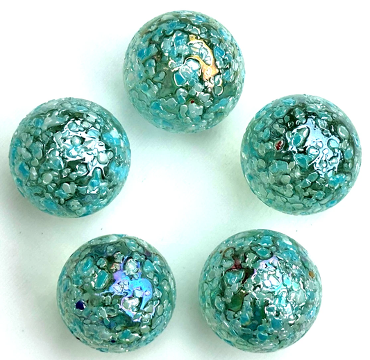 SNOWFLAKE Clear/Blue Confetti Swirl Glass Marbles 22mm (7/8 inch) SHOOTER Taw Lot