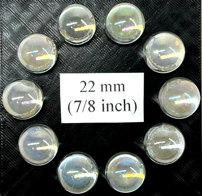 (Lot of 10) SOAP BUBBLE Clear Iridescent Glass Marbles 22mm (7/8 inch) SHOOTER Taw Lot