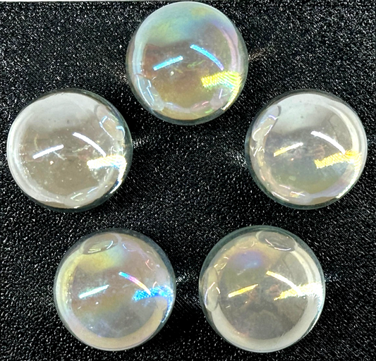 (Lot of 5) SOAP BUBBLE Clear Iridescent Glass Marbles 22mm (7/8 inch) SHOOTER Taw Lot