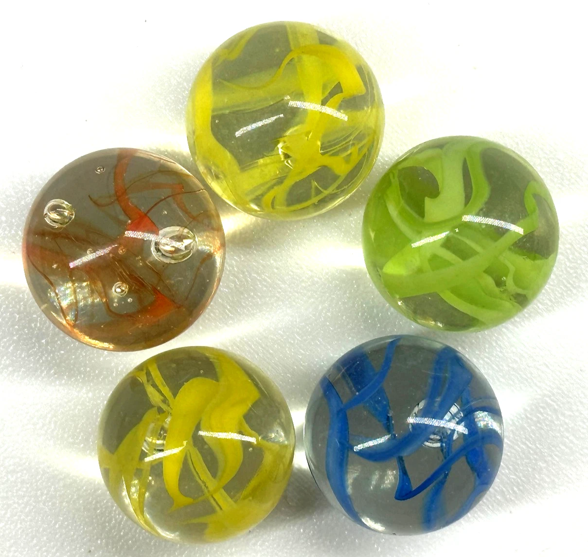 Spaghetti Red/Blue/Yellow random color mix Glass Marbles 25mm (1 inch ...