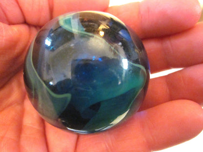 Toe Breaker 50mm (2") SEA TURTLE translucent cobalt blue green swirl Glass Marble