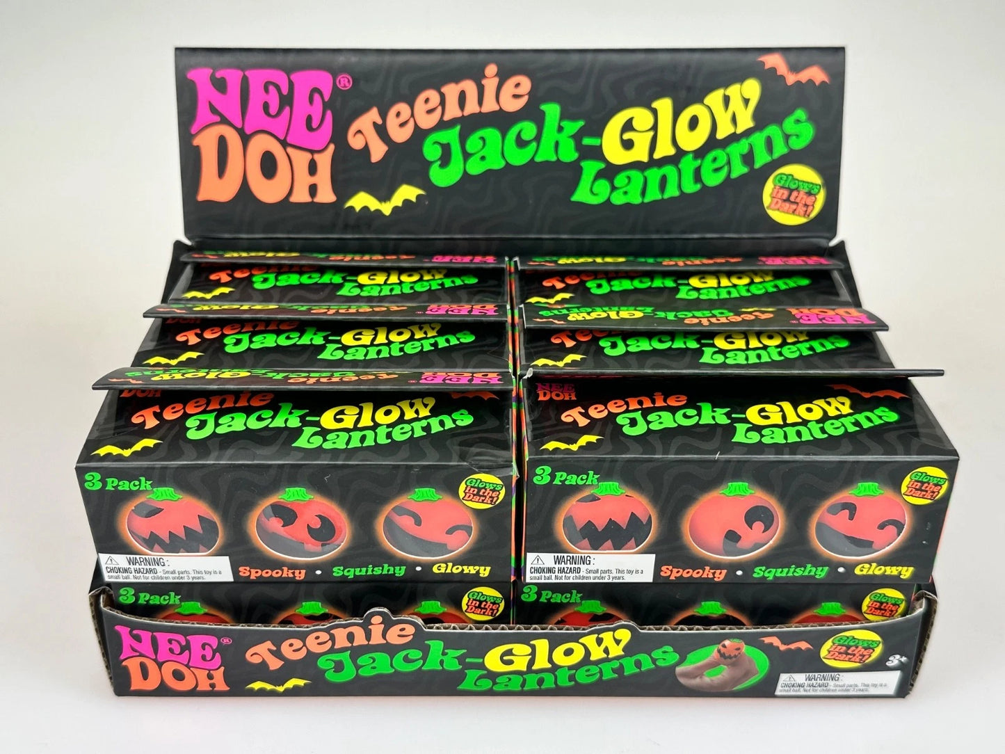 3-PACK-NeeDoh TEENIE Jack-Glow-Lantern Glow-in-the-Dark Squishy Squeeze Toy