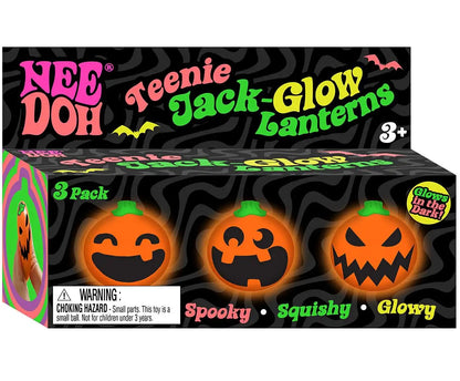 3-PACK-NeeDoh TEENIE Jack-Glow-Lantern Glow-in-the-Dark Squishy Squeeze Toy