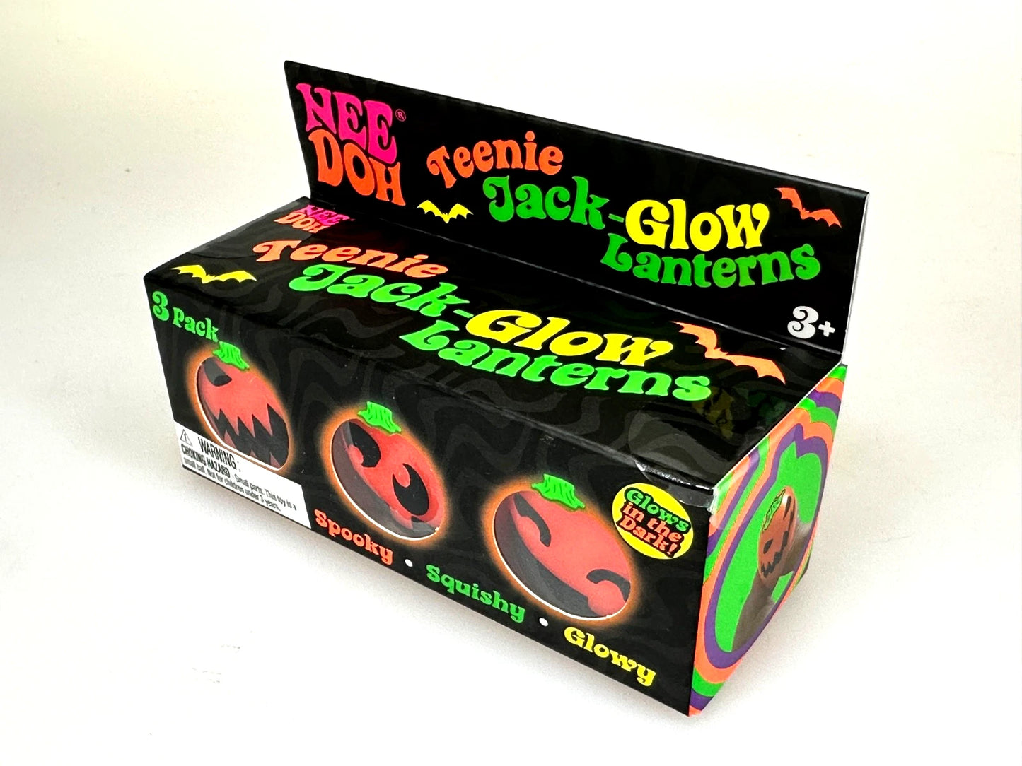 3-PACK-NeeDoh TEENIE Jack-Glow-Lantern Glow-in-the-Dark Squishy Squeeze Toy