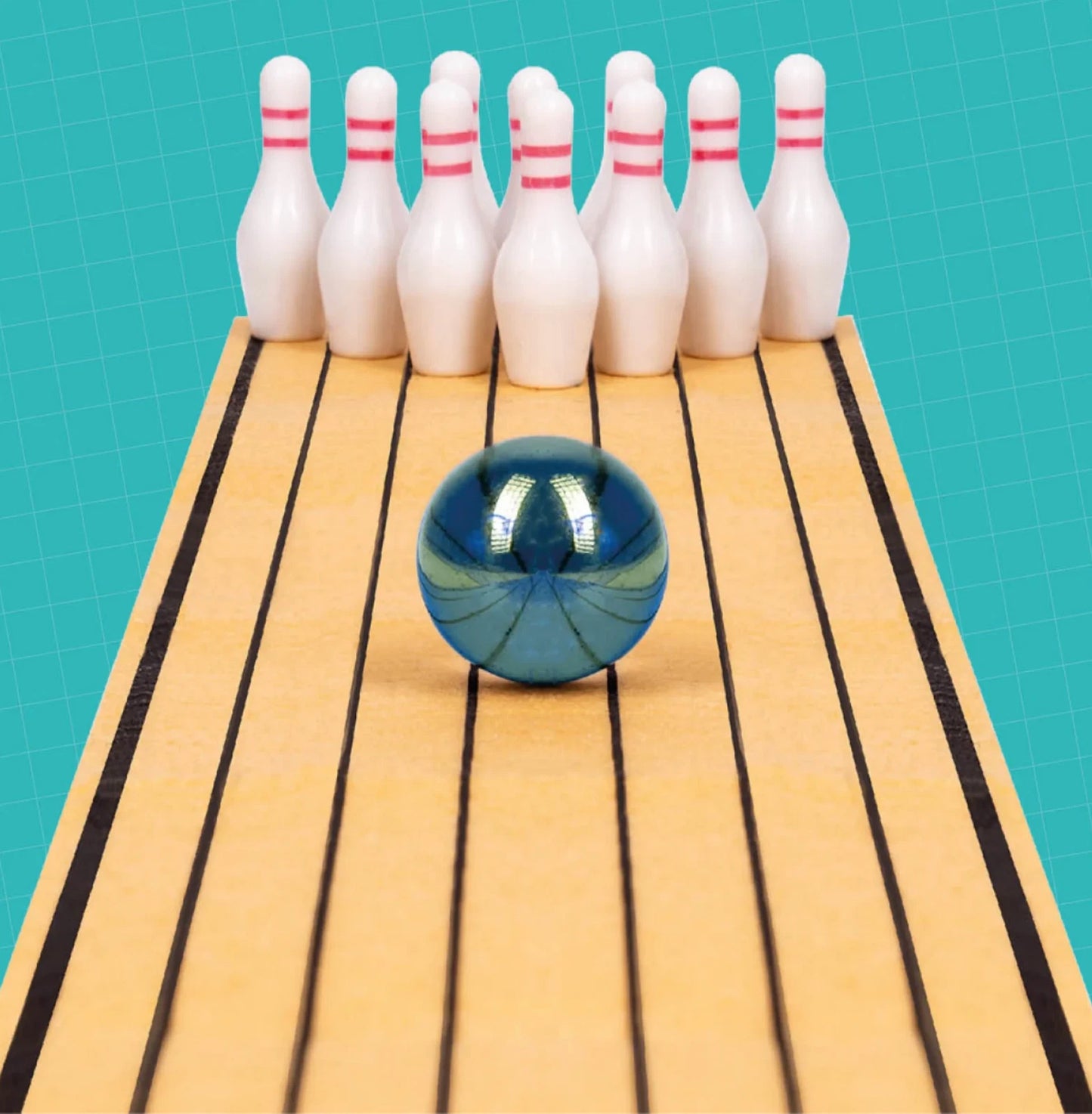 Teeny Town Smallest BOWLING Alley Ten Pin Game Desk World Toy