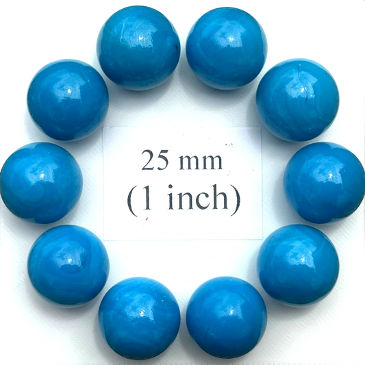 TURQUOISE BLUE Glass Marbles 25mm (1 inch) SHOOTER Taw Lot