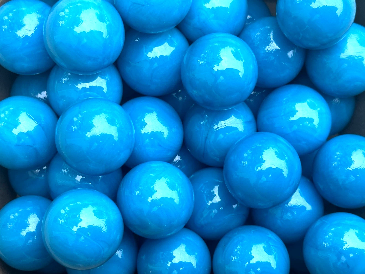 (Lot of 5) TURQUOISE BLUE Glass Marbles 25mm (1 inch) SHOOTER Taw Lot