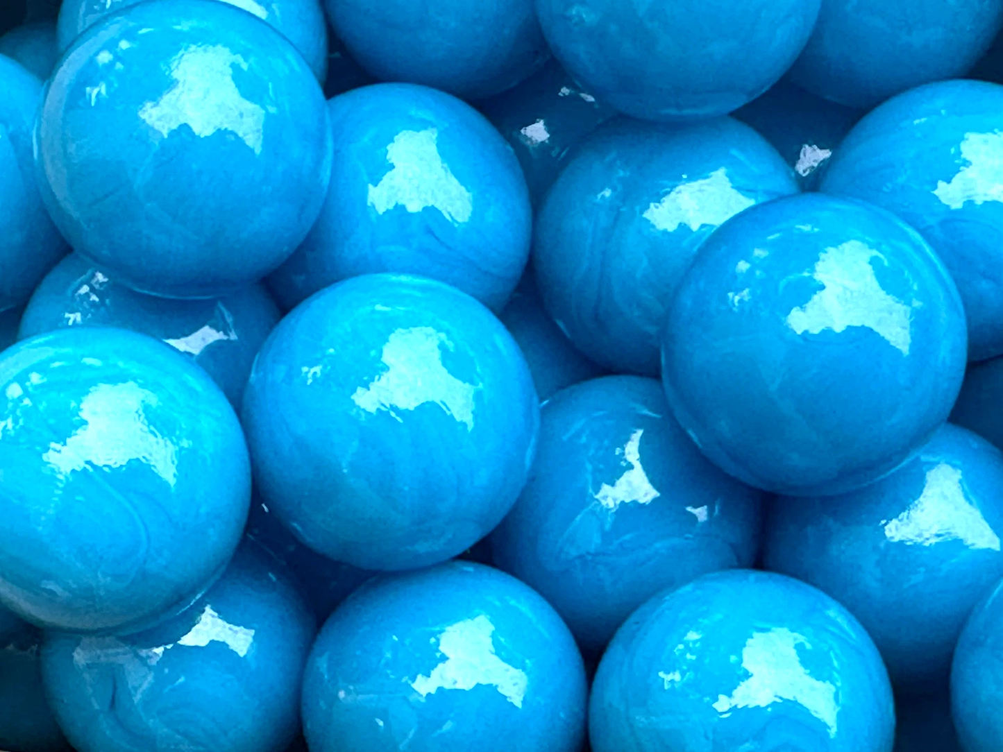 (Lot of 5) TURQUOISE BLUE Glass Marbles 25mm (1 inch) SHOOTER Taw Lot