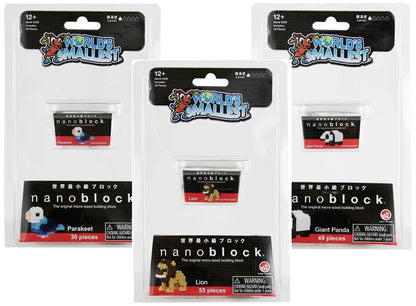 (1 pack) World's Smallest NANO BLOCK Panda, Lion, Parakeet Construction Toy Random