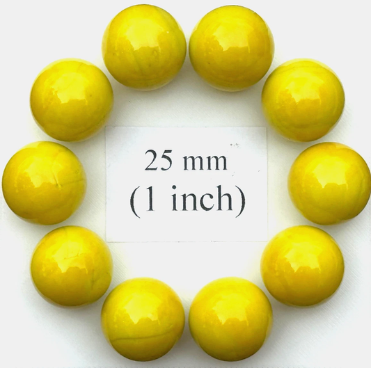 YELLOW Glass Marbles 25mm (1 inch) SHOOTER Taw Lot