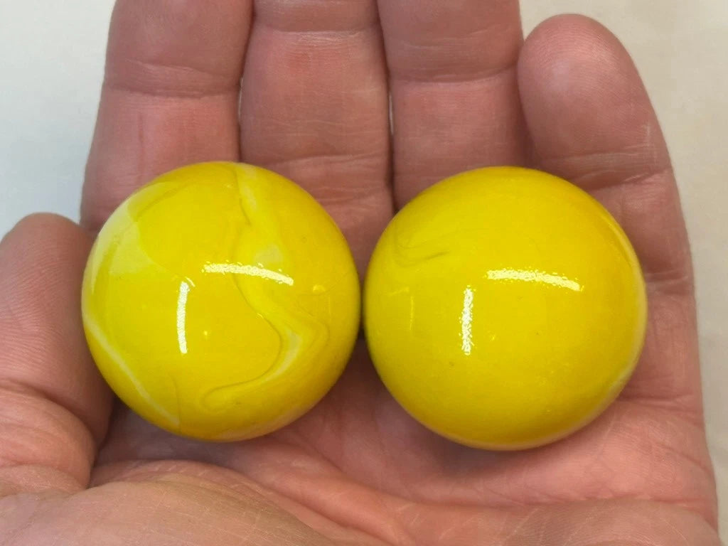 2 BOULDERS 35mm LEMON SORBET Glass Marbles