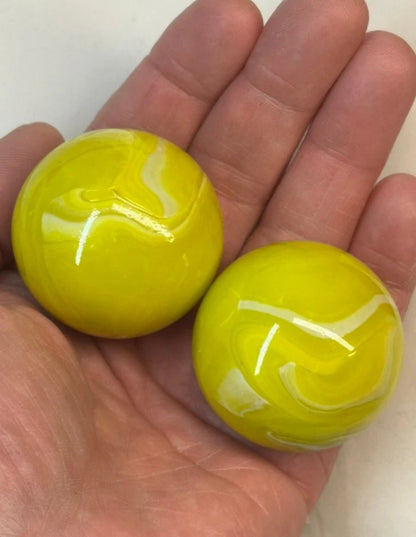 2 MAMMOTH 42mm LEMON SORBET Glass Marbles