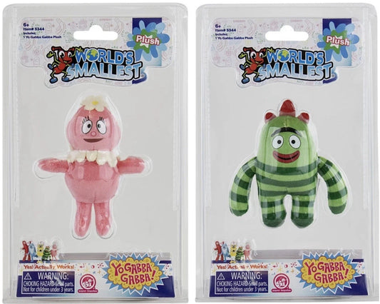 (SET 2) World's Smallest PLUSH Backpack Clip Yo Gabba ! Foofa Brobee Toy