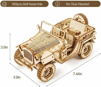 Robotime laser cut wood Army Jeep  Model Kit ROKR 3D Puzzle Toy DIY