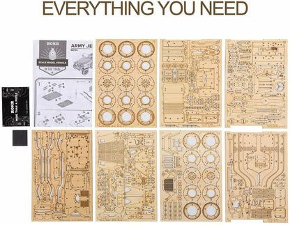 Robotime laser cut wood Army Jeep  Model Kit ROKR 3D Puzzle Toy DIY