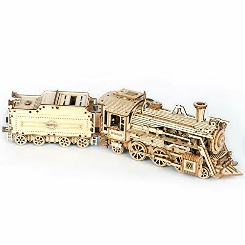 STEAM EXPRESS Train Engine Locomotive RR Wood Scale Model Kit ROKR 3D Puzzle Toy