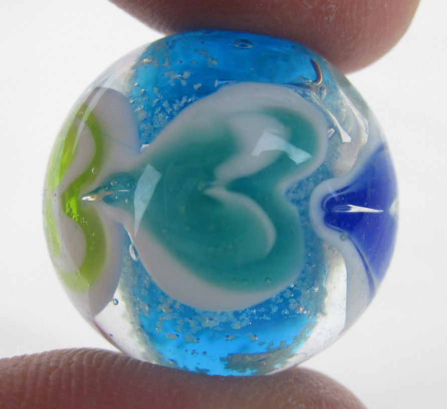 WAVE BREAKER Handmade Art Glass Collector Marble~22mm~Glow in the Dark
