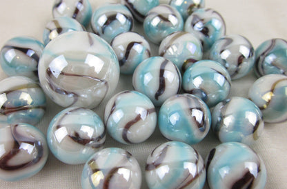Big Game Toys 25pc White Tiger Glass Marbles