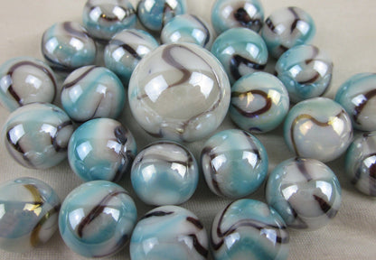 Big Game Toys 25pc White Tiger Glass Marbles