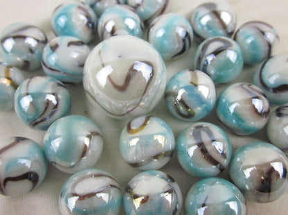 Big Game Toys 25pc White Tiger Glass Marbles