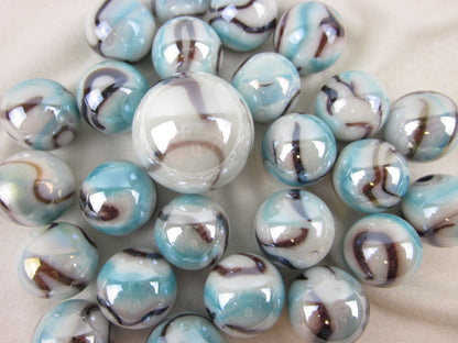 Big Game Toys 25pc White Tiger Glass Marbles